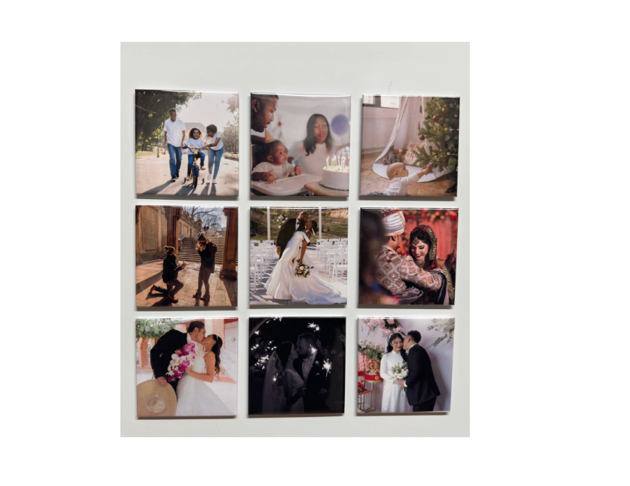 9 Personalised Photo Magnets 2.5 x 2.5 inch