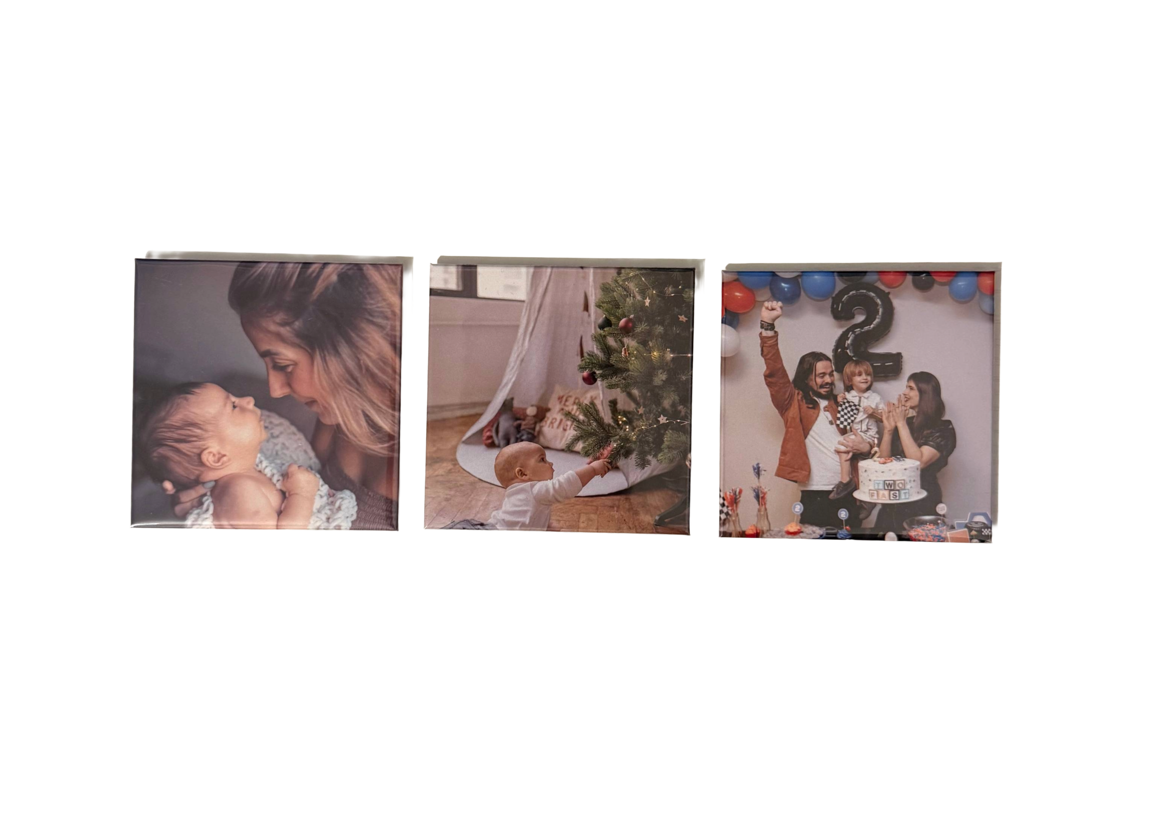 3 Personalised Photo Magnets 2.5x2.5 inch